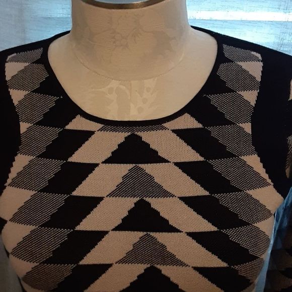 Danny & Nicole Bodycon Cream and Black Sweater Dress - Picture 5 of 13